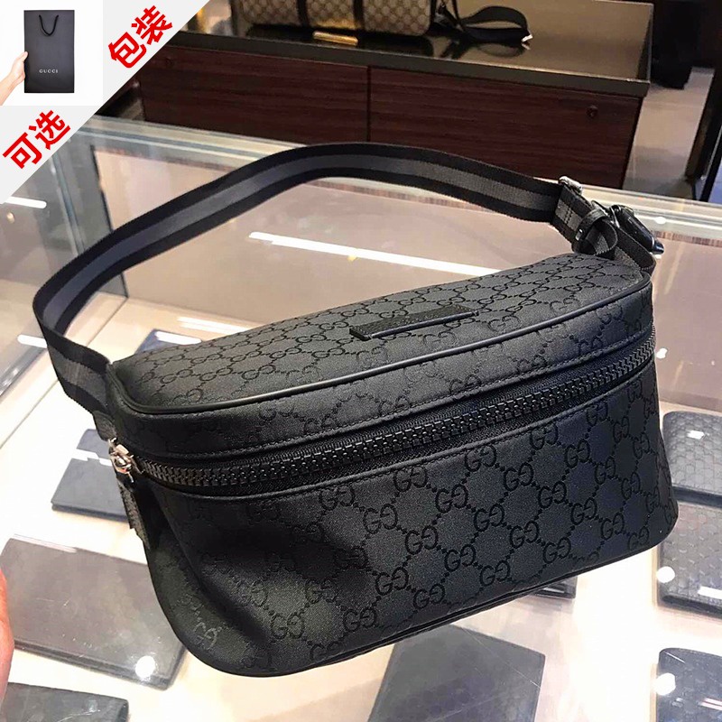 "Authentic" Gucci men's waist bag men's chest bag nylon diagonal bag 449182