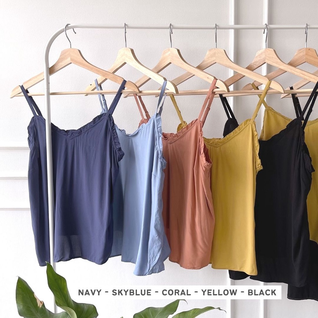 (BUY 3 = 99RB) Old Navy Cami Tanktop - Ruffle V-Neck Camisole Tank Top Wanita - Original Branded - PART 1-1
