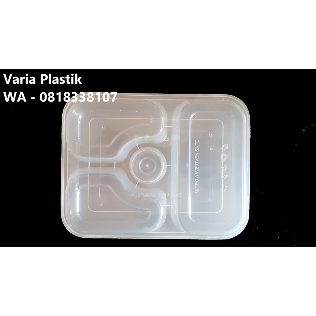 Kotak Bento Plastik Sekat 4 / Thinwall sekat 4 / Tempat makan / lunch box