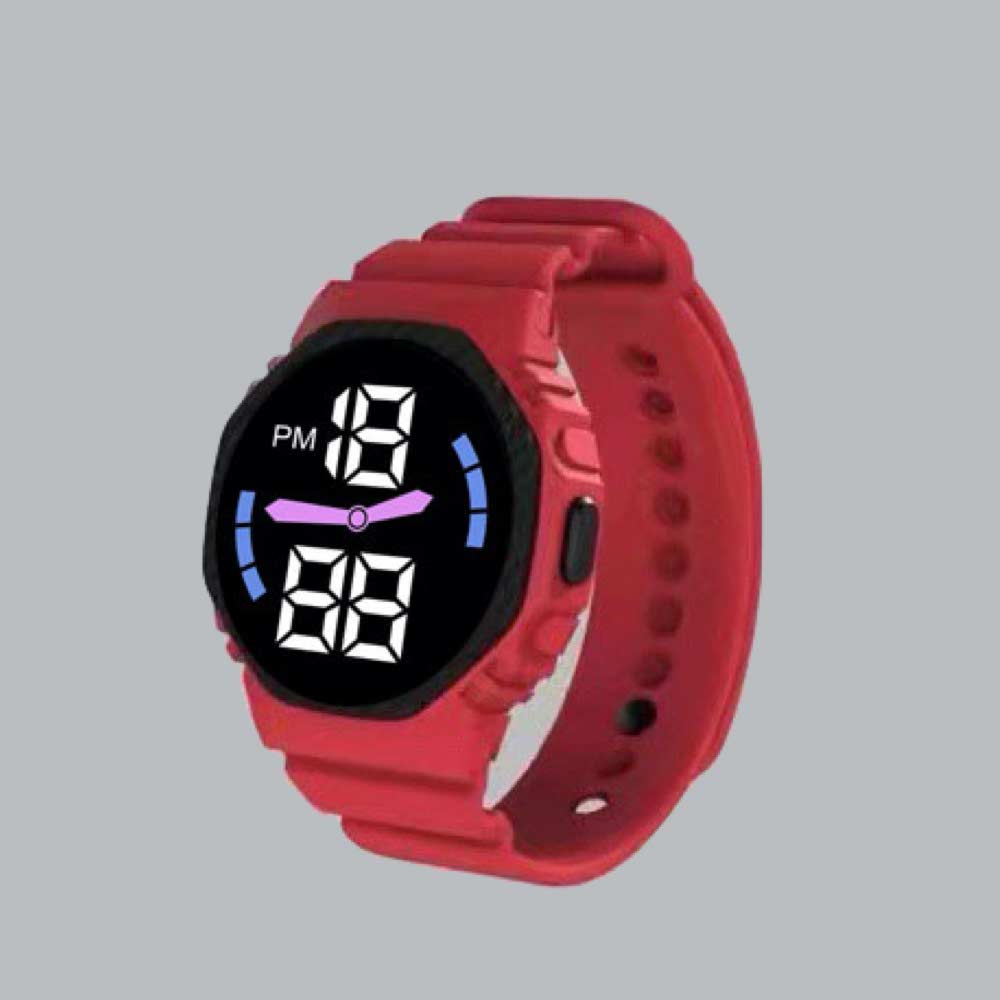 LED Watch [ Merah ] Water Resistant - Jam Tangan Digital Pria &amp; Wanita Strap Rubber LED_8056