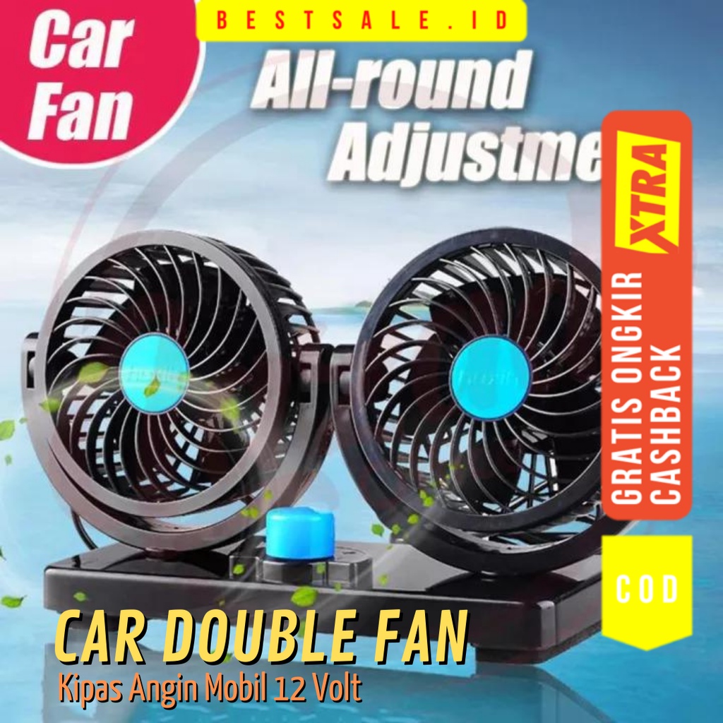 Kipas Angin Mobil 12 Volt - Kipas Angin Mobil Double Fan 12 Volt - Car Double Fan Blower 12 Volt