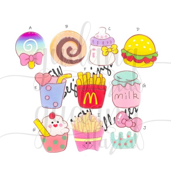 Jepit Rambut Cute Snack Time Hairclip Fries Milk Burger GH 212004