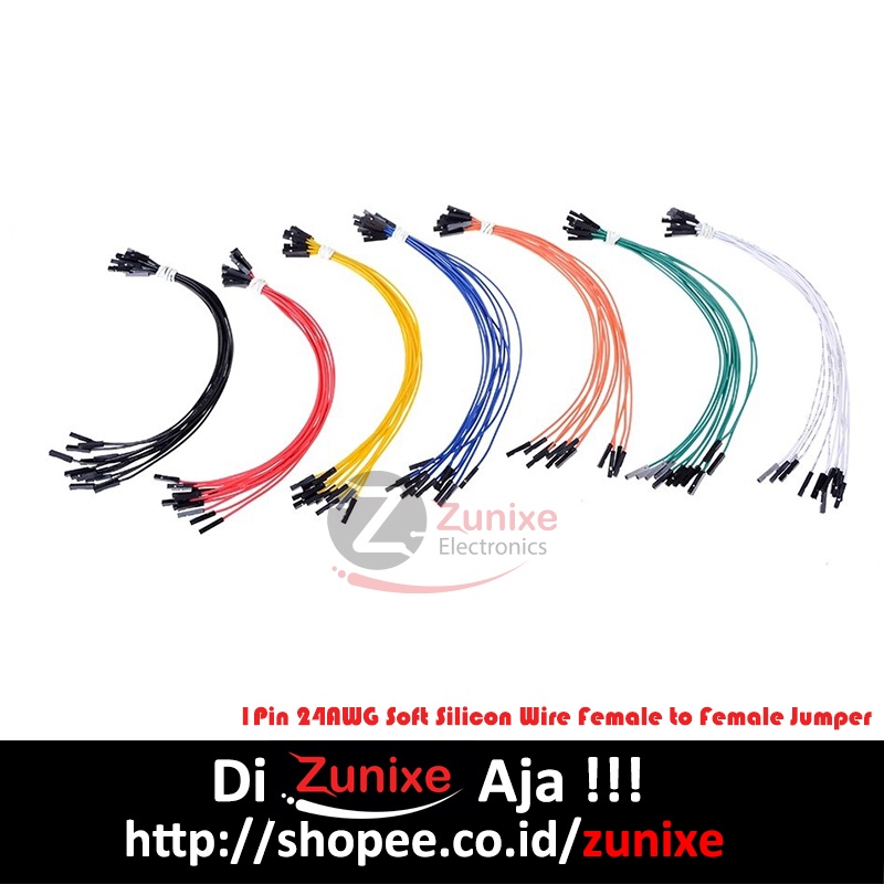 1Pin 24AWG Soft Silicon Wire Female to Female Jumper 20cm