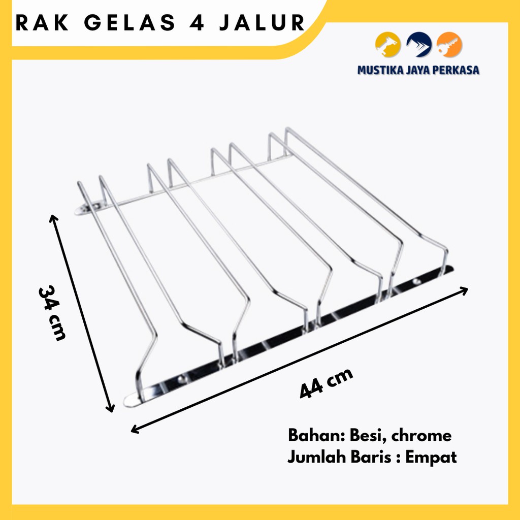 Rak Gelas Wine Gantung 4 Jalur Tempat Gelas Mini Bar Mewah