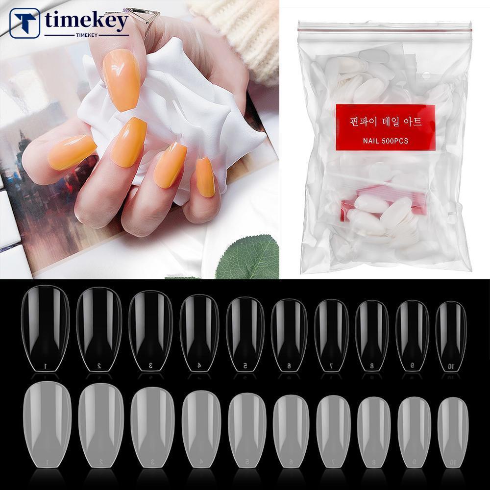 Timekey 500PCS Kuku Palsu Oval Warna Natural Untuk Nail Art A9K9