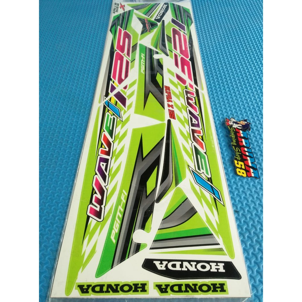 Striping Sticker Lis Variasi Thailook Supra X 125 Hijau Wave