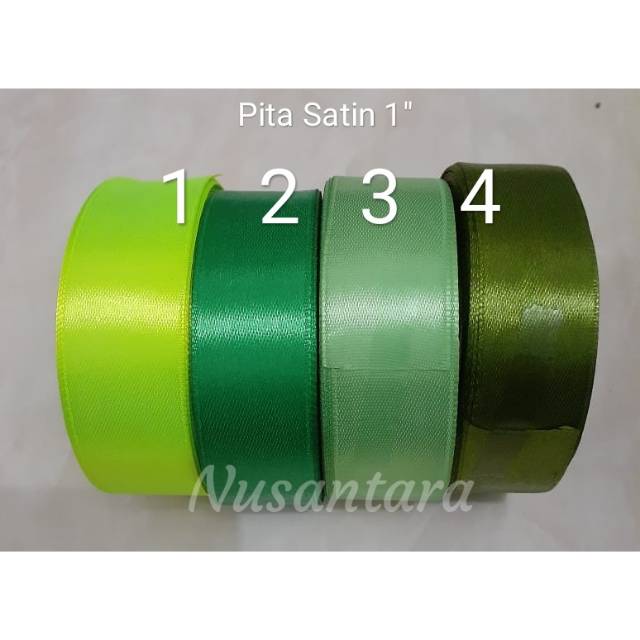 Pita Satin 1&quot; / Pita Satin 2,5cm per roll / Pita Satin 1 inch Green series