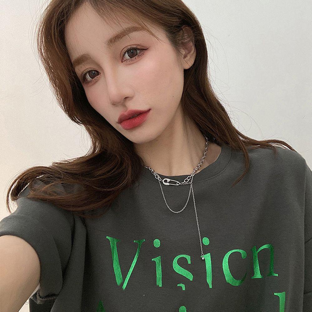 Mxbeauty Pin Kalung Elegan Keren Hadiah Sederhana Perempuan Gadis Double-layer Kristal Rantai Klavikula