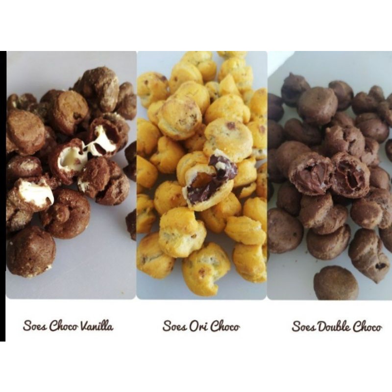 

soes kering melted isi anekaa rasa/soes coklat/soes vanila/soes double choco/250 gram