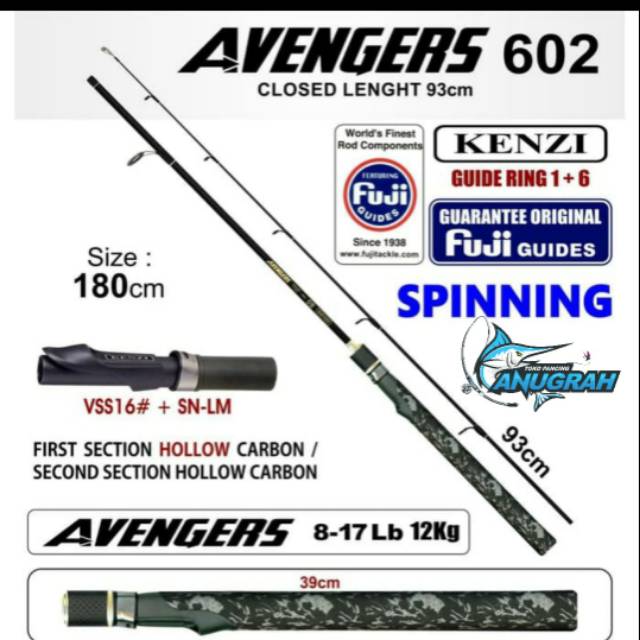 Joran pancing kenzi avengers 180cm / 1,8M 17lbs Fuji ring