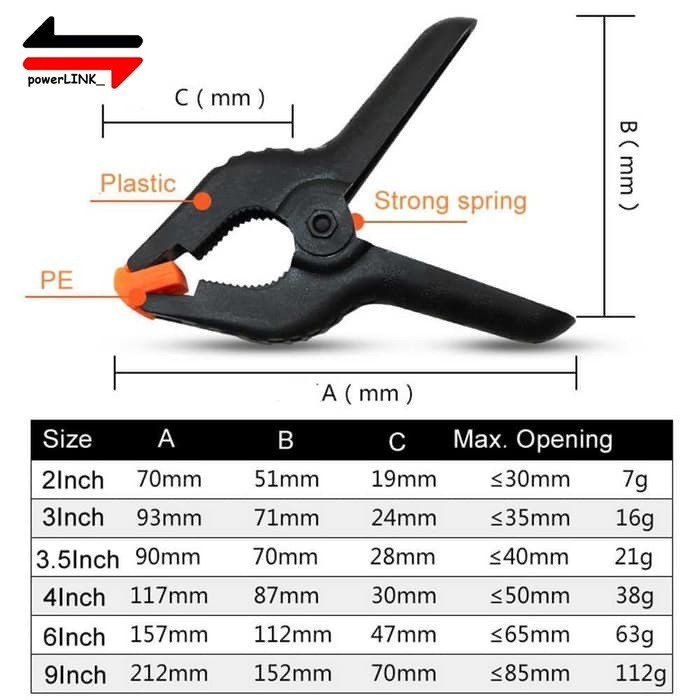 Spring Clamp 2&quot; 3&quot; 4&quot; 6&quot; 9&quot; - Nylon - Alat Penjepit Kayu Besi Catok