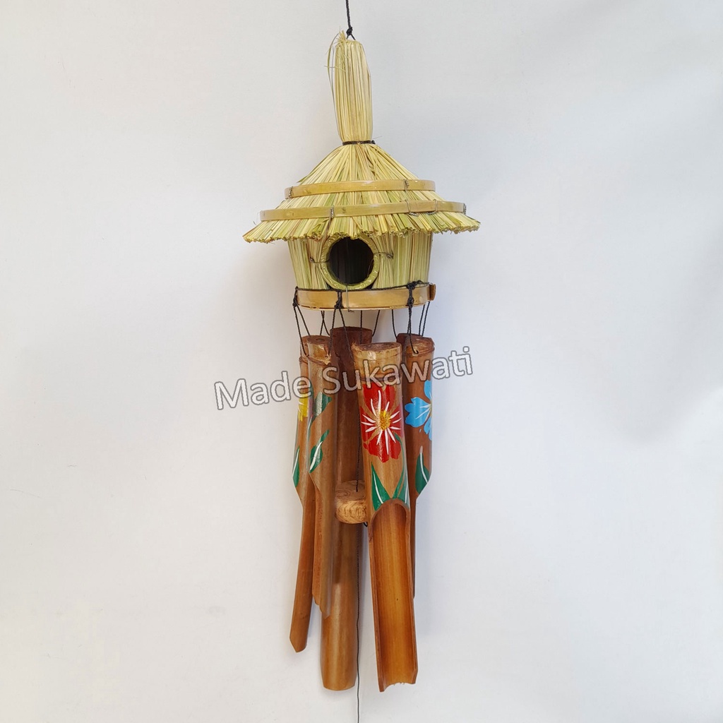 Lonceng bel wind chime bambu kerajinan tradisional windchimes bali variasi atap rumah burung