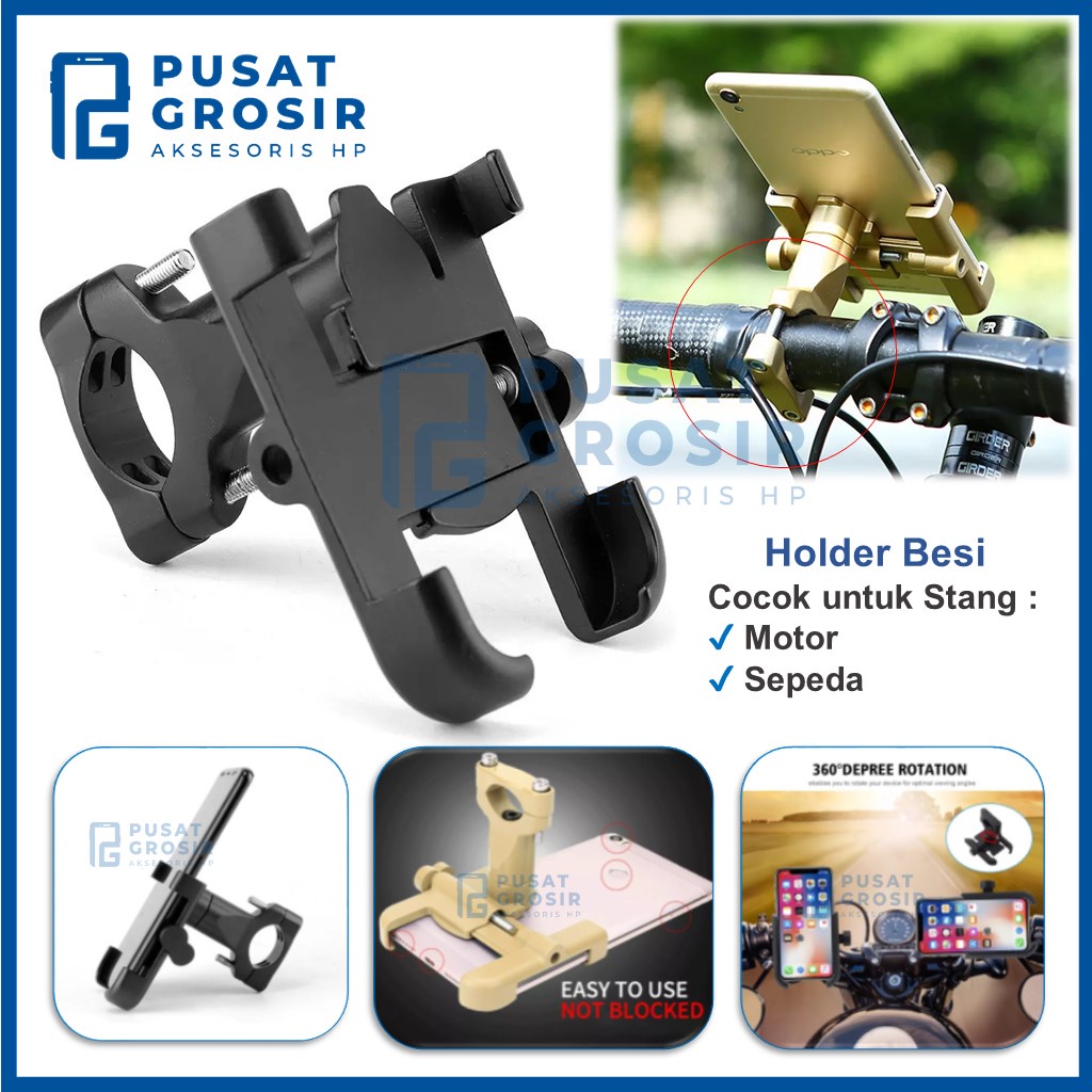 Jual Holder Stang Motor Besi Hm Hm Phone Stand Handphone Senderan