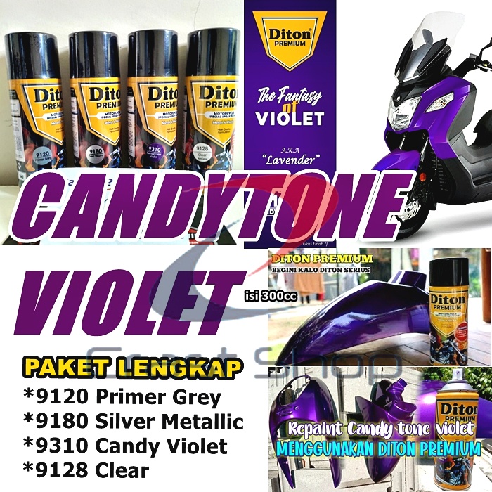 PAKET LENGKAP Cat Pilox Diton Premium Candy Tone Violet 9310 400cc kendi ungu motor mobil pylox