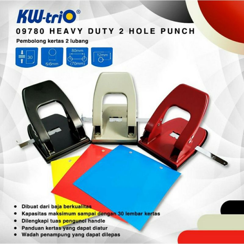 Pembolong Kertas KW-Trio 85 Heavy Duty 2 hole Punch