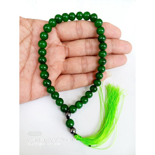 Tasbih batu giok asli 33 butir tasbih batu giok hijau tembus asli tasbih giok hijau asli tasbih 33 butir tasbih batu giok hijau tembus cahaya CLW