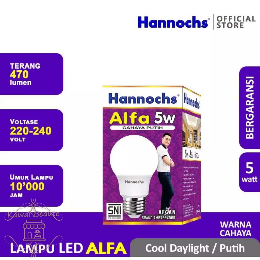 Lampu LED hannochs HANNOCHS WHITE ALFA LAMPU ENERGY COOL HEMAT DAYLIGHT 3w 5w 7w 9w 11w 13w 15watt