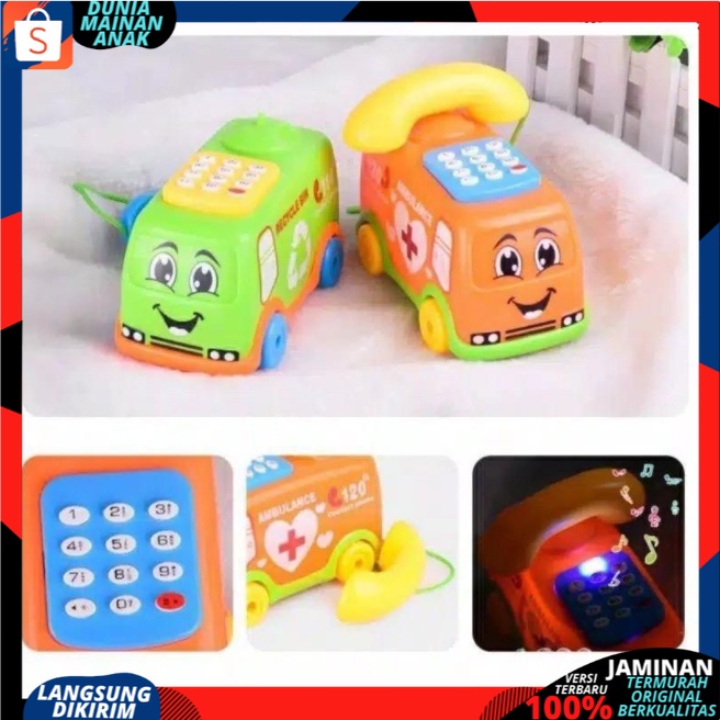 Mainan Edukasi Anak Music Bus Telephone Bentuk Bis Ada Lampu dan Musik / Kado Ulang Tahun