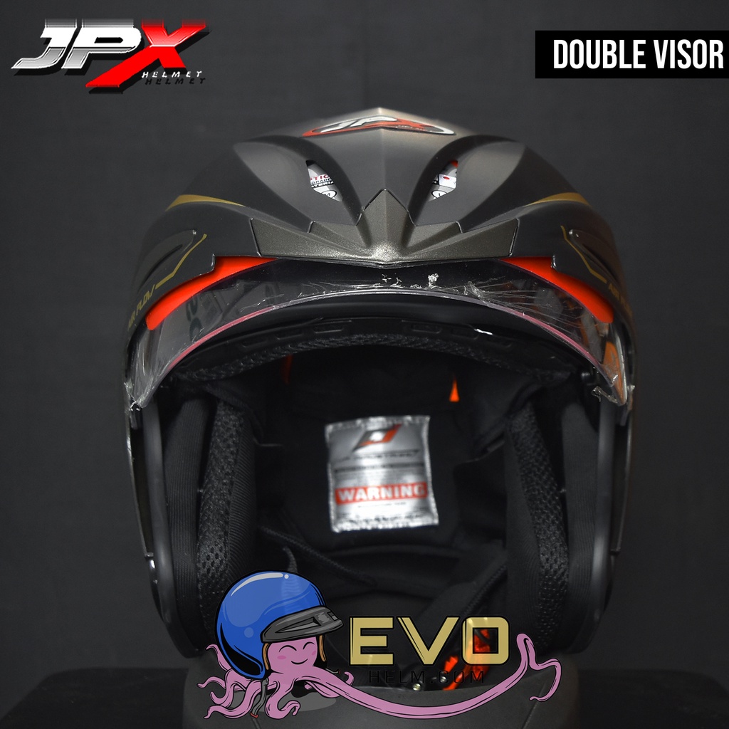 HELM JPX SUPREME SOLID DOUBEL VISOR ORIGINAL 100% SNI, HELM HALF FACE PRIA WANITA DEWASA, JPX HELMET