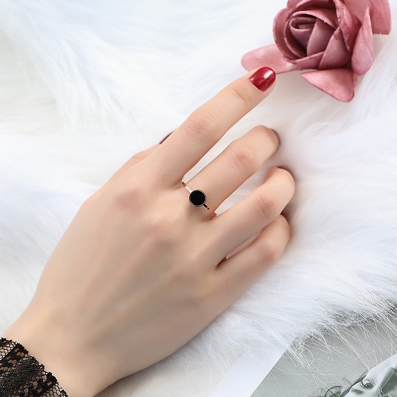 Cincin titanium wanita hitam korea fashion emas perak ring for women cincin pria rings gold silver