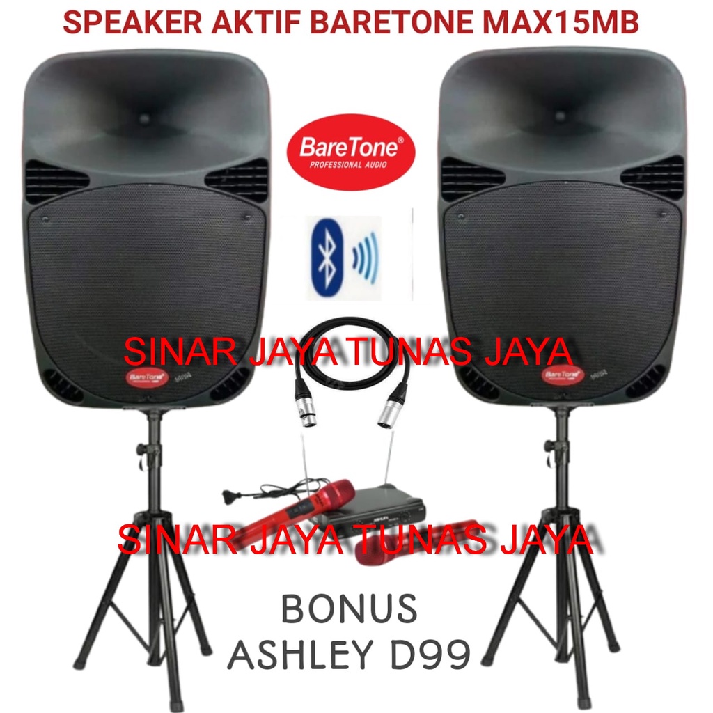 SPEAKER AKTIF BARETONE MAX15MB MAX15 MB ORIGINAL BONUS MIC WIRELESS ASHLEY