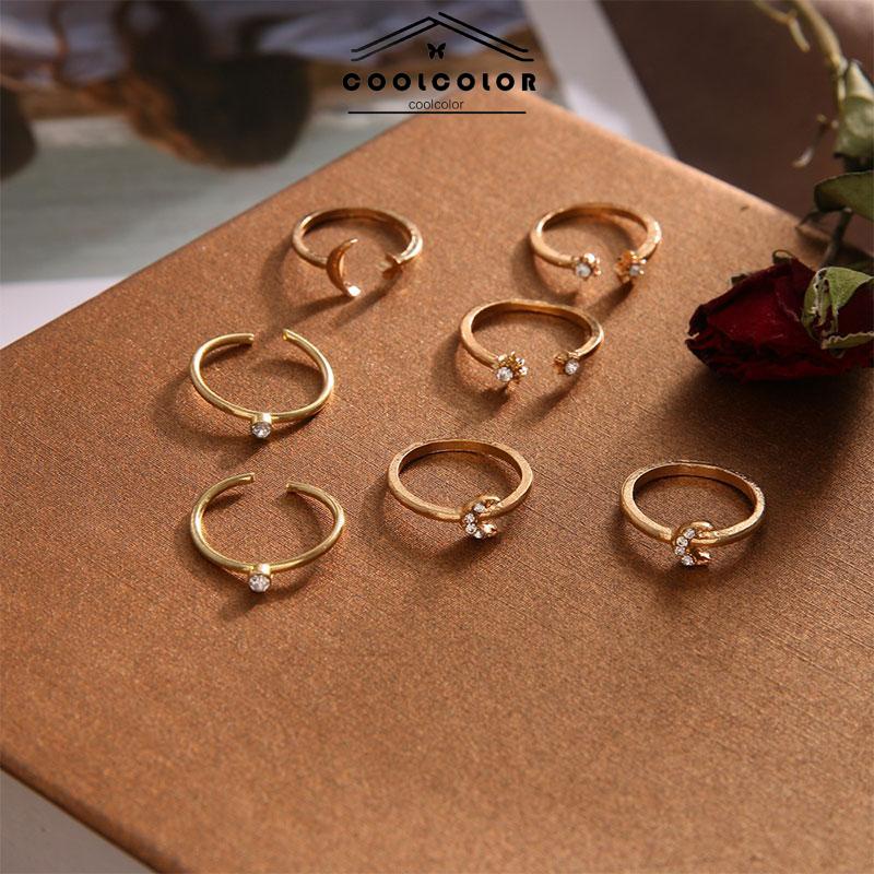 COD Cincin Starburst 7PCS Cincin Knuckle Pernikahan Wanita Vintage Kreatif- cl