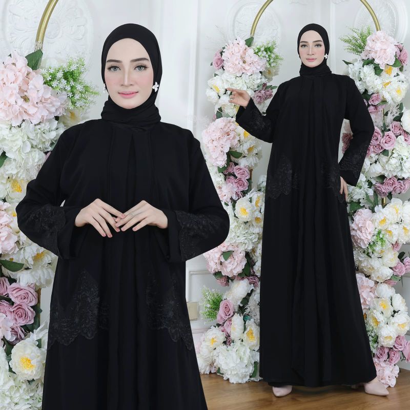 ALMA ABAYA HITAM HAWA 08 FULL BLACK
