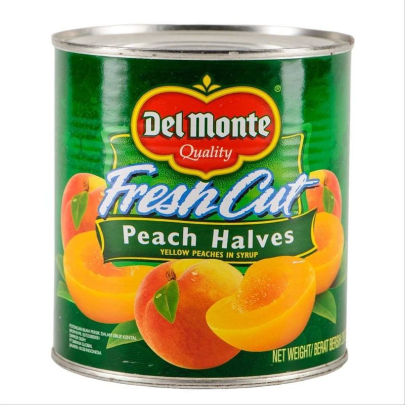 

Buah Makanan Kaleng Persik Del Monte Delmonte Peach Halves 825gr buah kaleng