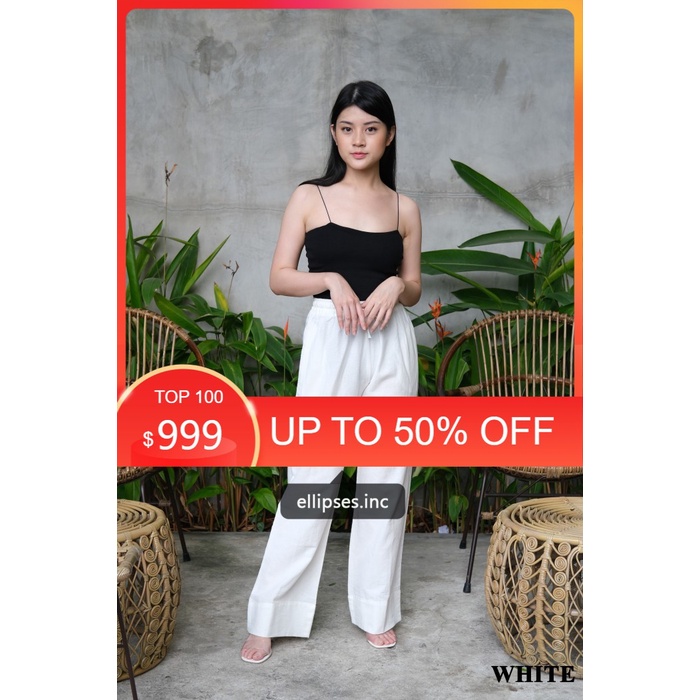 Celana Linen Wanita/Celana Kulot Linen/Julia Linen Pants - All Size, Putih