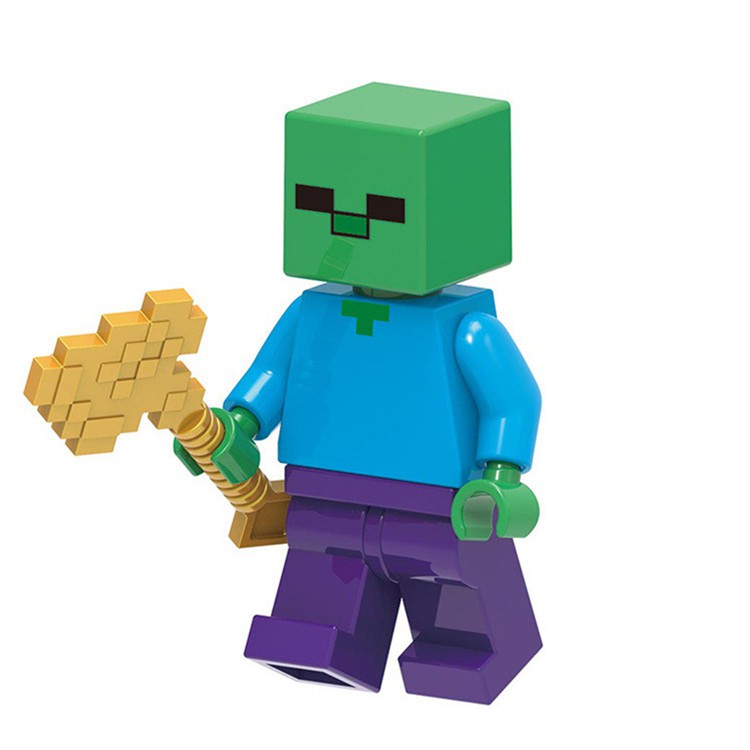 1pc Mainan Balok Bangunan Karakter Game Minecraft Steve Creeper Zombie Untuk Anak Laki-Laki