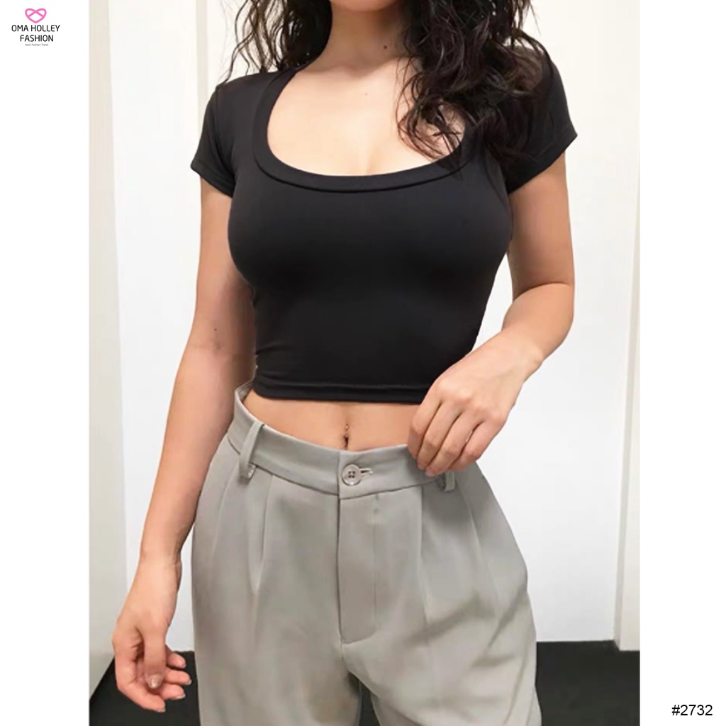 (COD) OH Fashion Sora Basic Crop Top Wanita #2732