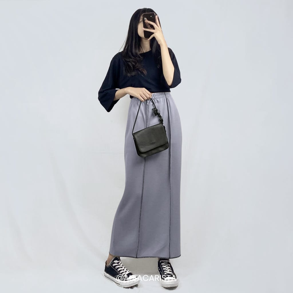 BEFAST - ZEC OOTD Wanita Rok SAYAKA / Nancy Rok Skirt RIB PREMIUM / Rok Span Wanita / Rok Keluaran Terbaru 2022 / OOTD Wanita Remaja Kekinian / Rok Maxy Polos