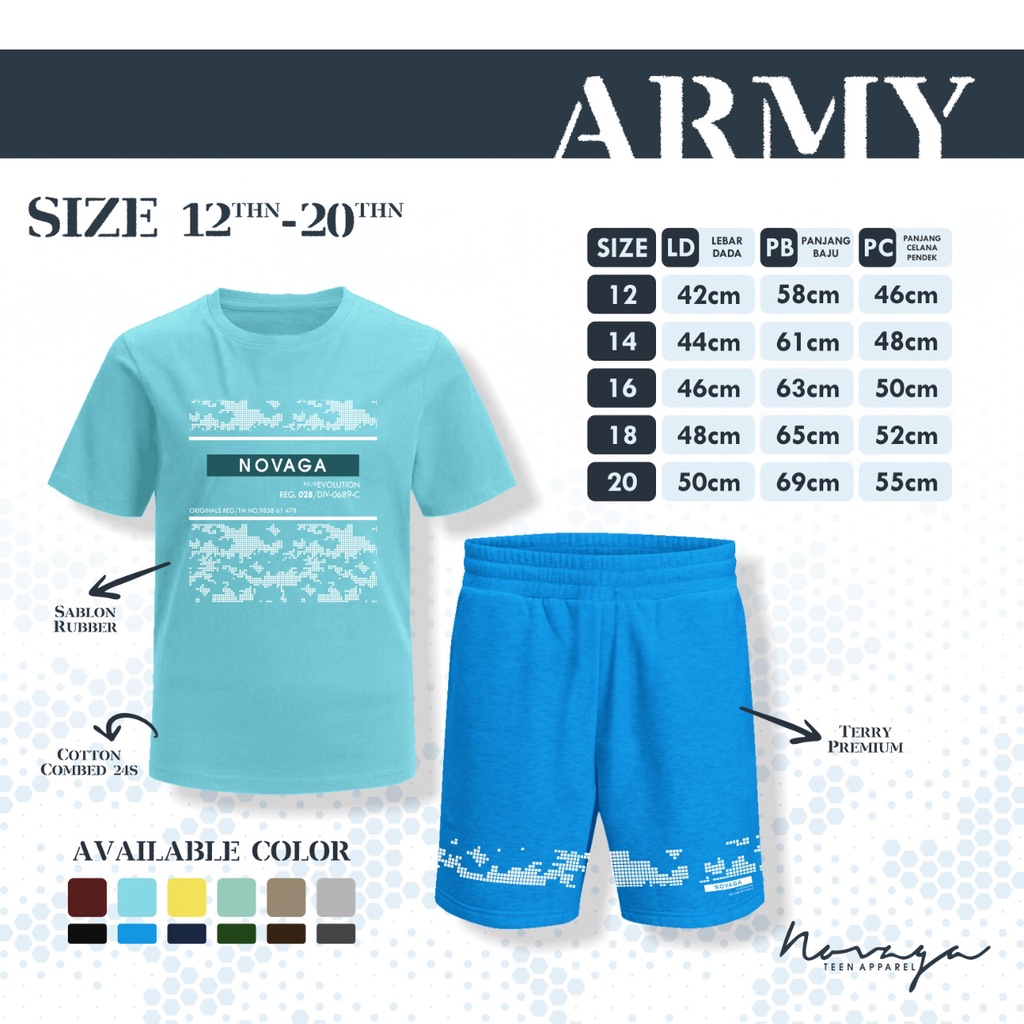 SETELAN ANAK LAKI-LAKI MOTIF ARMY SIZE 12-16 TAHUN