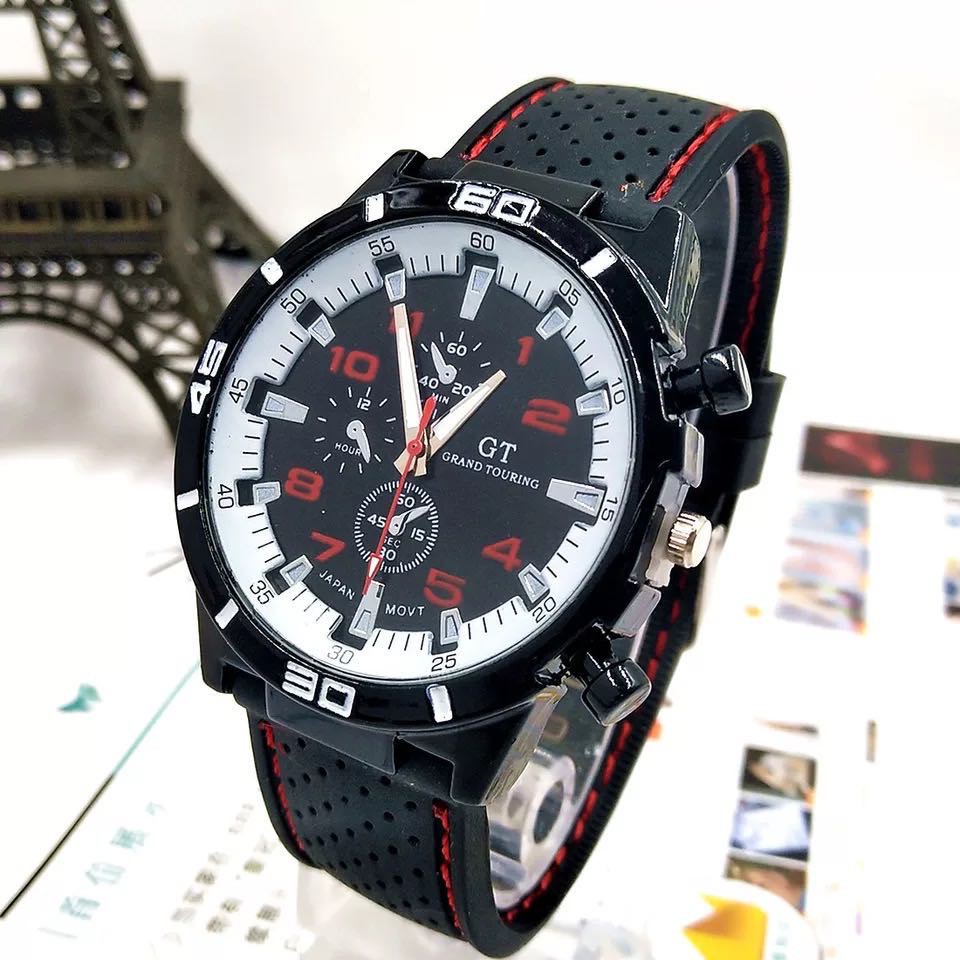 GT Jam Tangan Pria Sport Chrono Korea Fashion Quartz Men Silikon Analog Watch Analog Import