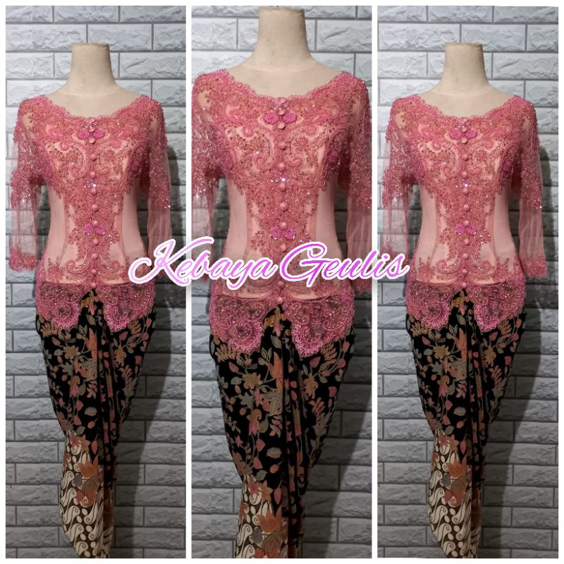 atasan kebaya payet sabrina tangan 7/8 nude+longtorso