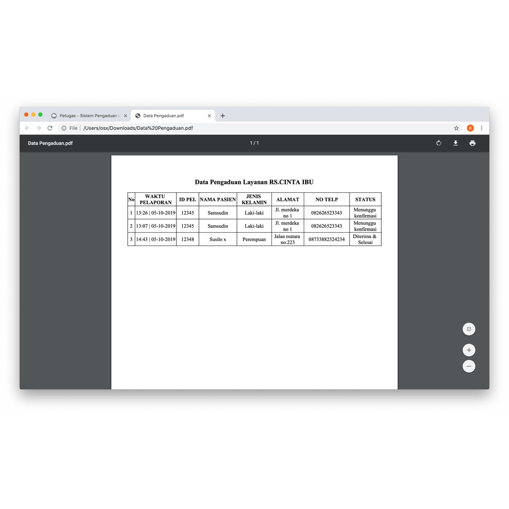 Aplikasi Web Sistem Pengaduan Layanan Rumah Sakit Dengan PHP dan MySQLi