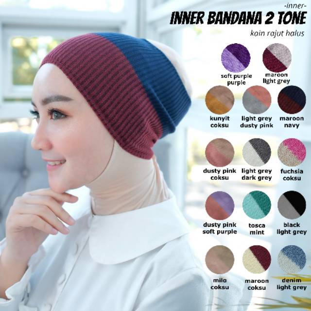 INNER BANDANA SALUR 2 WARNA - INNER RAJUT BERKUALITAS - INNER MURAH BEST SELLER