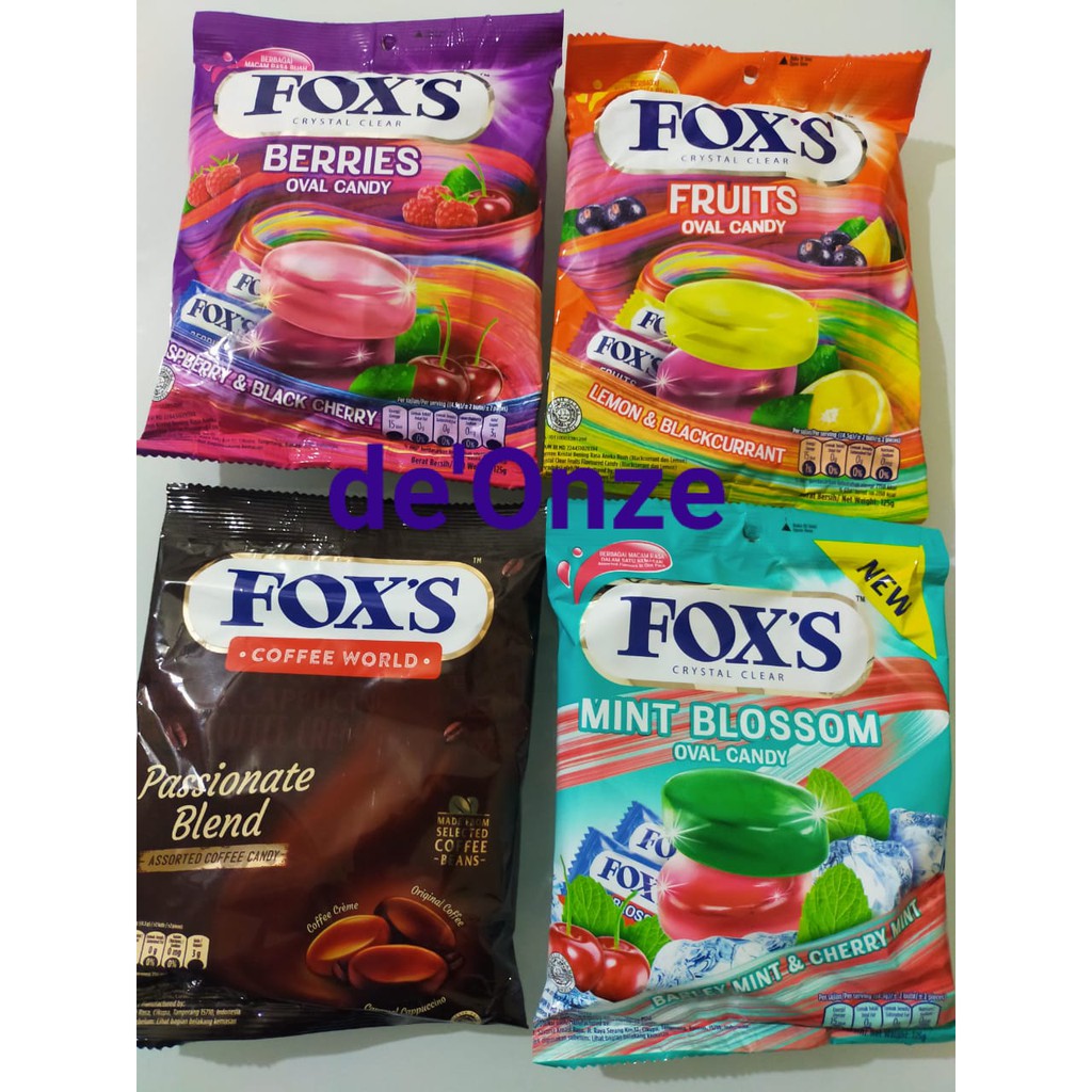Jual Permen FOX'S Berries/Fruits/Mint Blossom Oval Candy & Coffee