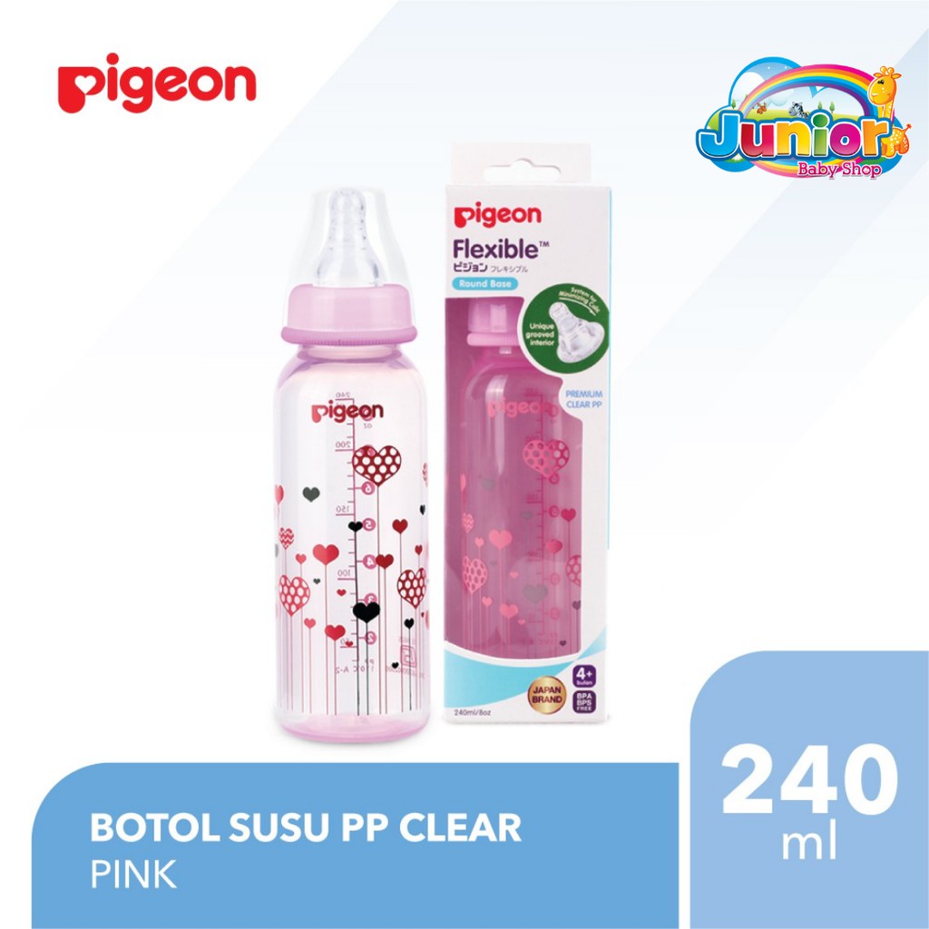 Pigeon Botol PP Clear RP 240ml Pink W/S-Type Nipple