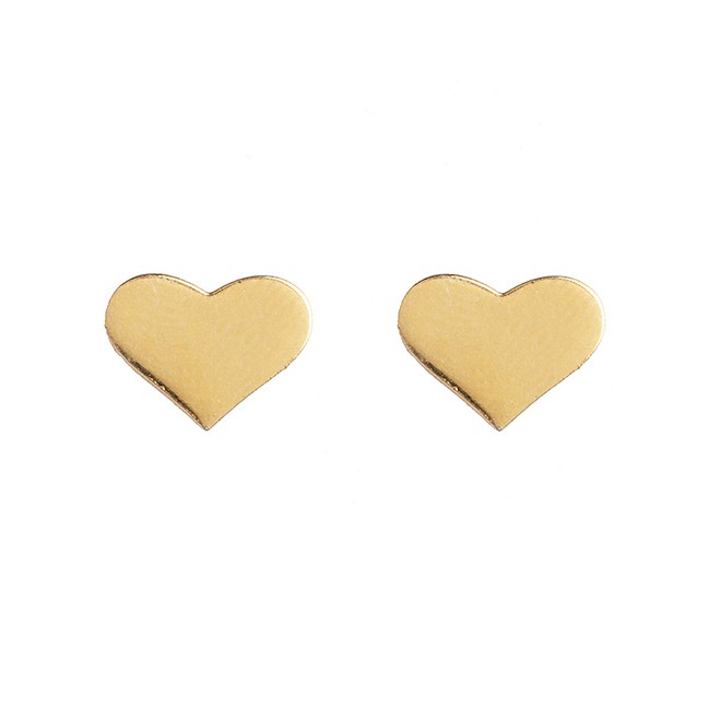 LRC Anting Tusuk Fashion Heart Golden Stainless Steel Geometric Pattern Earrings D44599