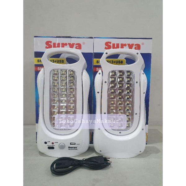 Lampu Emergency Rechargeable Surya 2 Sisi SHL 6013+USB Power Bank Function