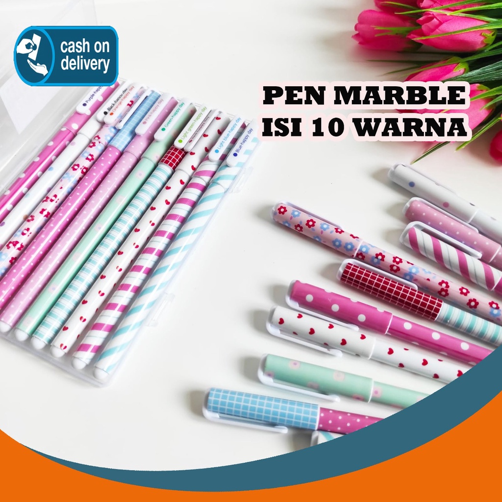 

PEN MARBLE SET ISI 10 TINTA WARNA WARNI PULPEN PENA UNIK LUCU