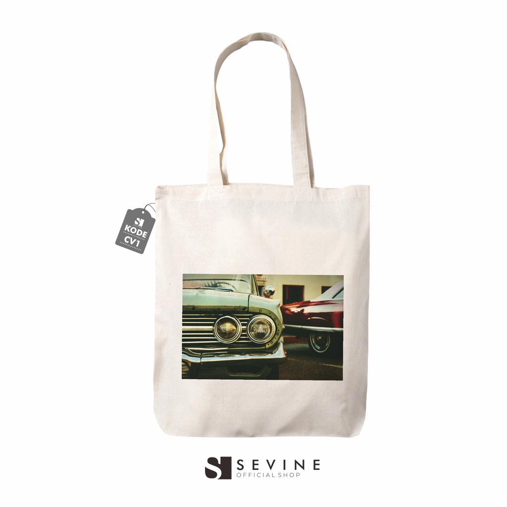 Sevine Tas Tote Bag Resleting Wanita Totebag Laptop Custom Desain Vintage Retro - CV