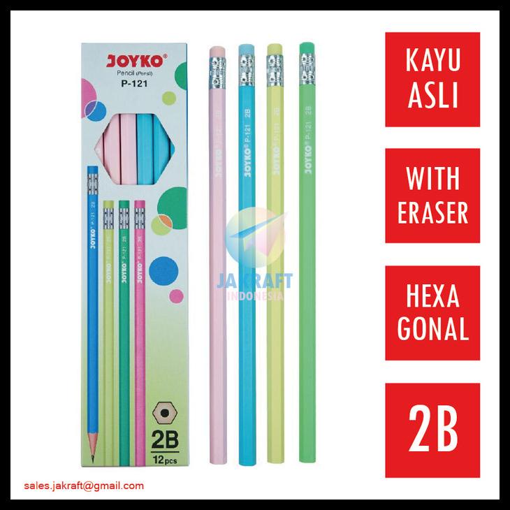 

Pensil Tulis 2B + Penghapus Joyko P-121 Warna Pastel Fancy Lucu Kode 557