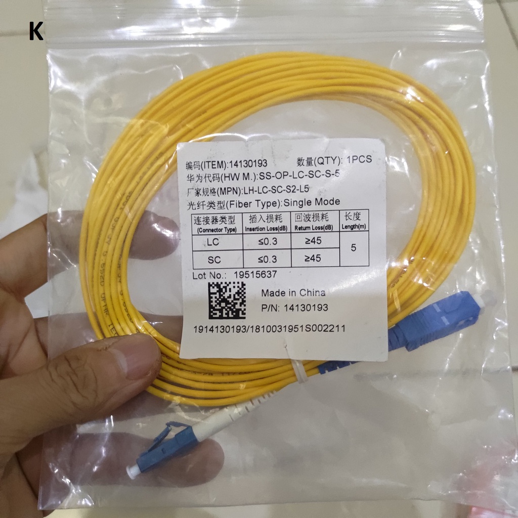 Patch Cord Fiber Optic 5m SM SX SC LC UPC Kabel Cable FO 5 Meter K