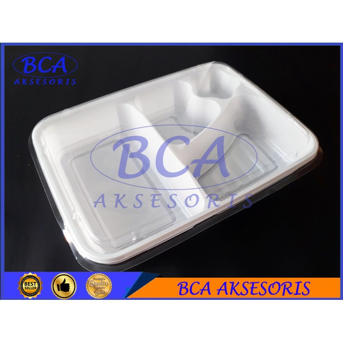 MIKA BENTO KOTAK MAKAN SKAT 4 - SEKAT 4 - WARNA PUTIH SUSU - ISI 50PCS