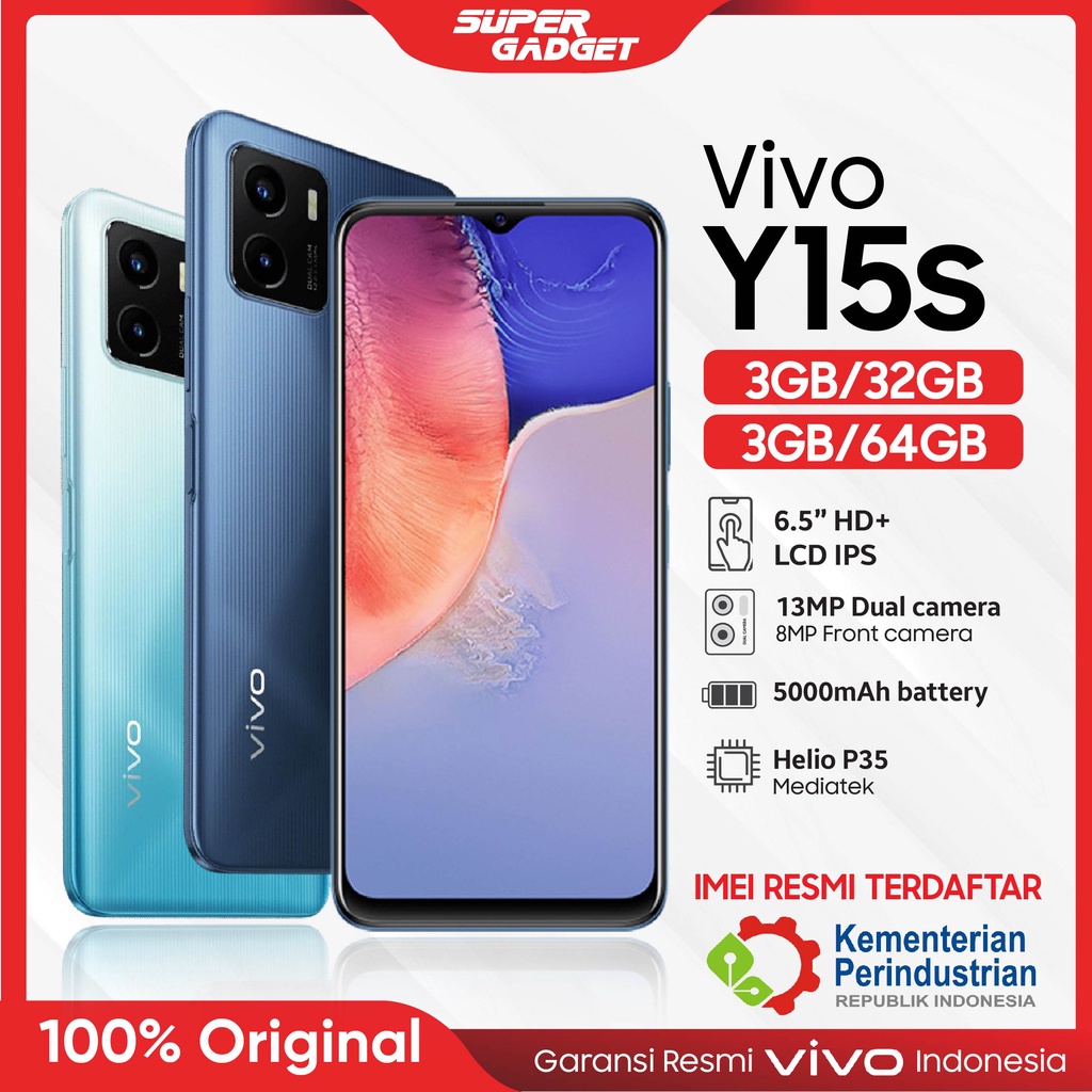 Vivo Y15S 3/32 3/64 GB RAM 3 ROM 32GB 64GB Handphone Hp Smartphone Android Original Murah Garansi Resmi