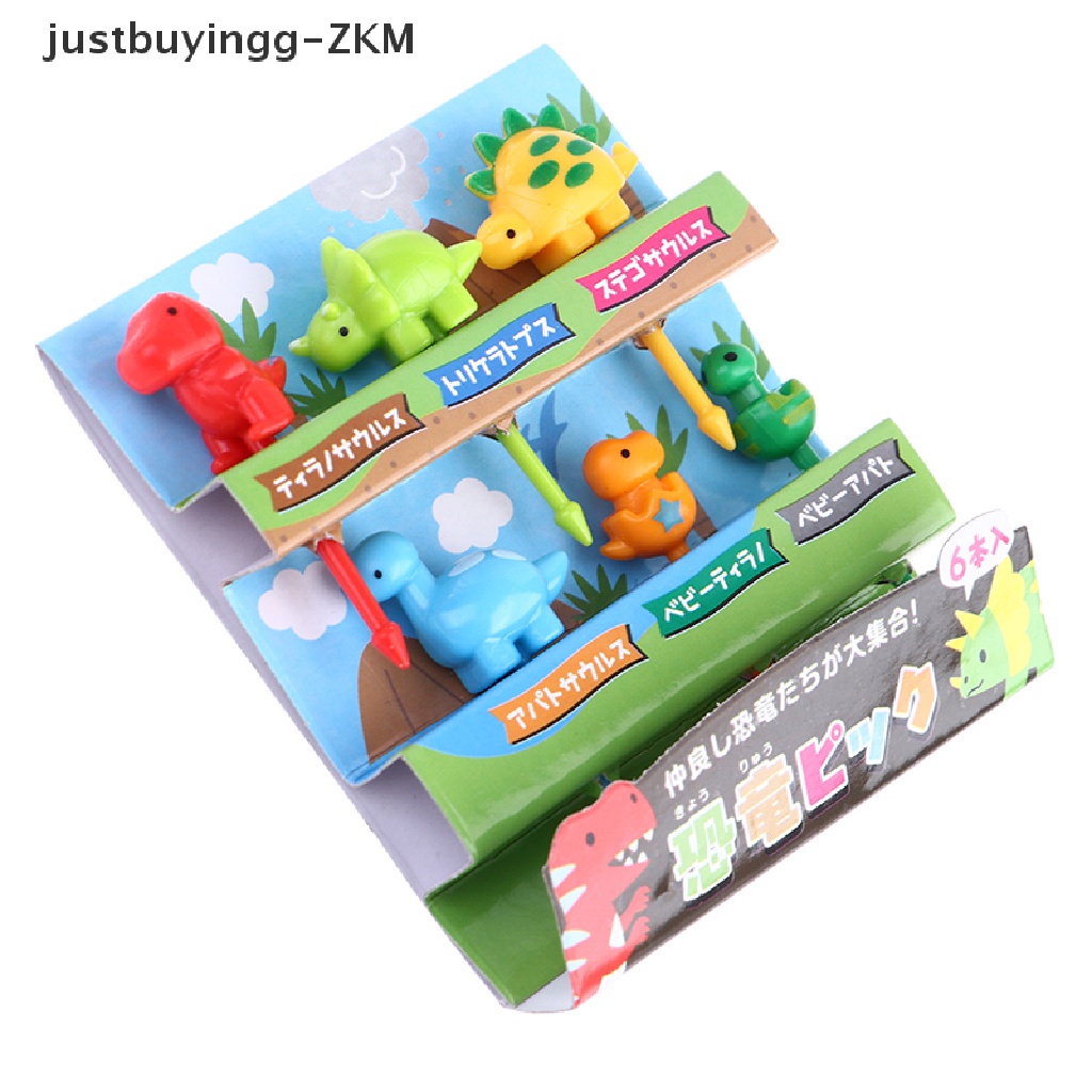 [justbuyingg] 6pcs/set dinosaur Mini Animal Cartoon Food Picks Children Snack Fruit Fork [zkm]