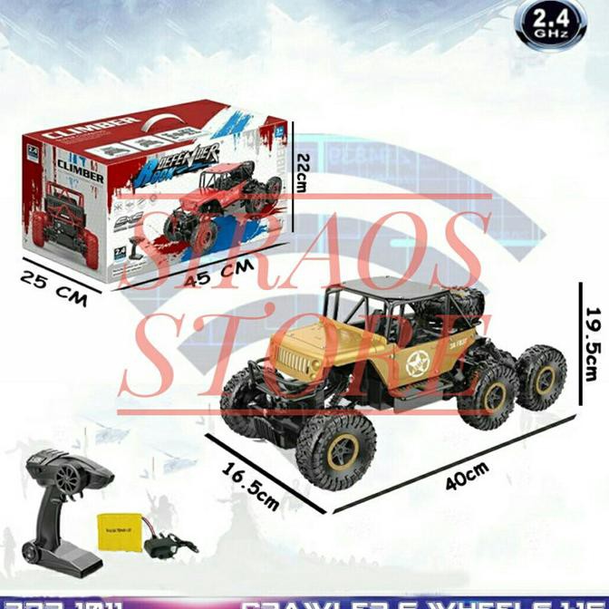 Mainan Mobil Remote Control Rc Crawler Offroad Jeep 6X6 6Wd-Rdr1011 - Hitam Championshup