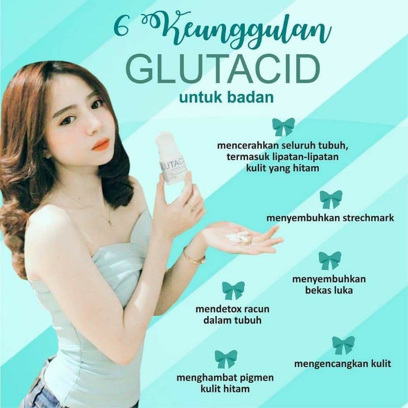 GLUTACID Glutatione 500mg asli 100% original - obat glutacid pemutih badan tubuh ampuh manjur AGING